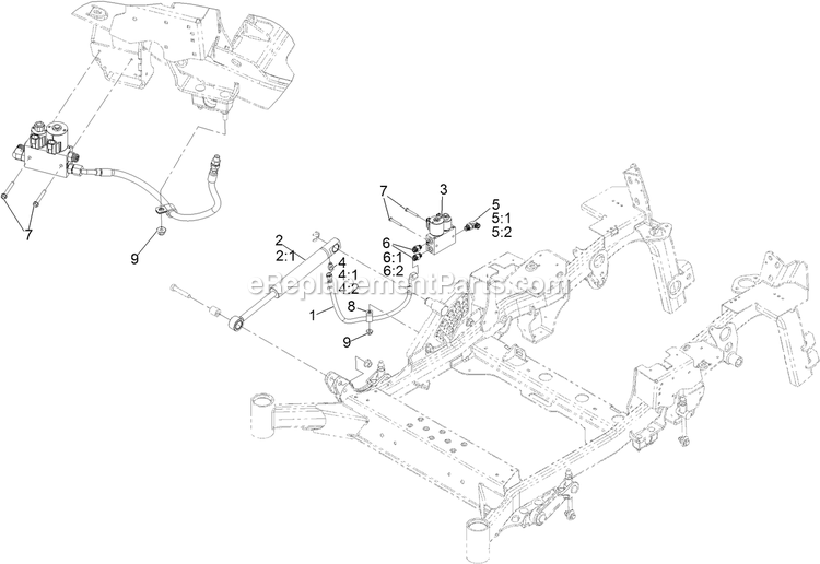 Hydraulic Lift Fold Assembly Diagram and Parts List for LZS80TDYM604W0 (406294345-408644345)(2020) Exmark Lawn Mower