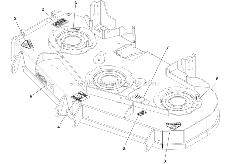 Deck With Decals Assembly Diagram and Parts List for LZE740KC604 (312000000-312999999)(2012) Exmark Lawn Mower