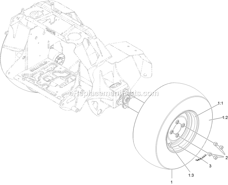 Tire And Wheel Assembly Diagram and Parts List for STE600CKA363H1 (408644346-411294211)(2021) Exmark Lawn Mower
