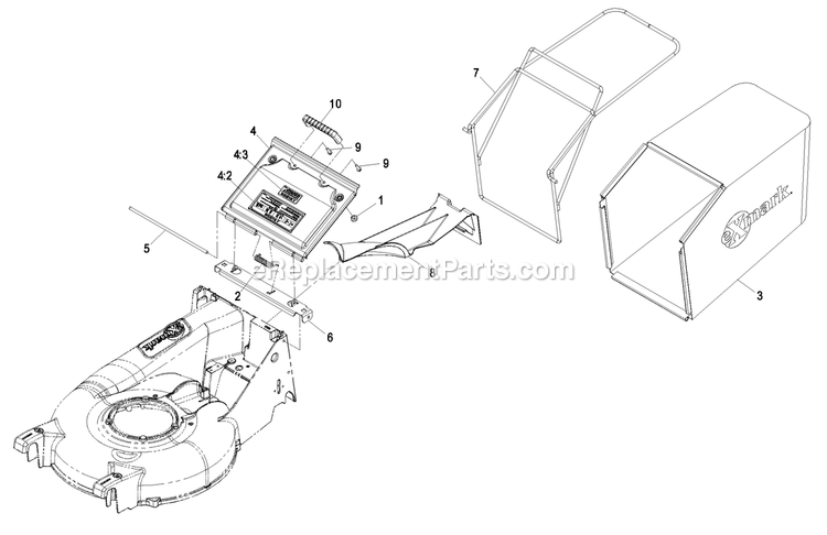 Discharge Door, Plug And Bag Assembly Diagram and Parts List for EC21ASHN (850000-919999)(2010) Exmark Lawn Mower