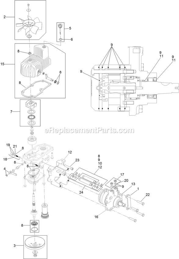 Rh Hydro Assembly Diagram and Parts List for LZS740PKC52400 (315000000-315999999)(2015) Exmark Lawn Mower
