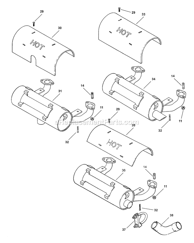 Exhaust (2) Diagram and Parts List for TR-20KC (102000-114999)(1995) Exmark Lawn Mower