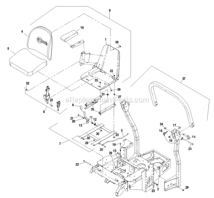 Mainframe Group (2) Diagram and Parts List for LCT23BV523 (720000-789999)(2008) Exmark Lawn Mower