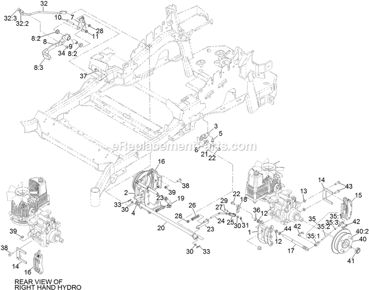 Park Brake Assembly Diagram and Parts List for LZE751GKA604A1 (400000000-402082299)(2017) Exmark Lawn Mower