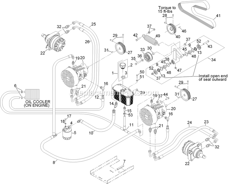 Hydraulic Group - 31hp Diagram and Parts List for LZ28KA665 (670000-719999)(2007) Exmark Lawn Mower