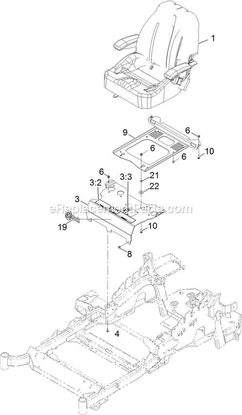 Seat Assembly Diagram and Parts List for LZE600KA484 (314000000-314999999)(2014) Exmark Lawn Mower