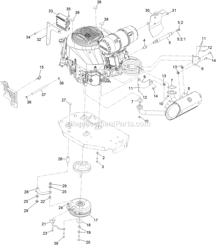 Engine Assembly Diagram and Parts List for LZX980EKC96RW0 (406294345-408644345)(2020) Exmark Lawn Mower