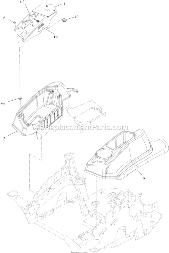 Console Assembly Diagram and Parts List for LZE801GKA724A1 (408644346-999999999)(2021) Exmark Lawn Mower