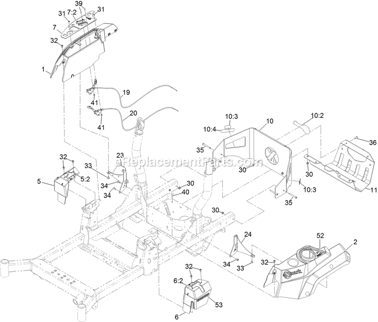 Control Panel Assembly Diagram and Parts List for RAE708GEM52300 (404314159-406294344)(2019) Exmark Lawn Mower