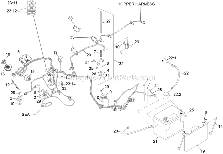 Electrical Assembly Diagram and Parts List for NVS640CKC42000 (316000000-399999999)(2016) Exmark Lawn Mower