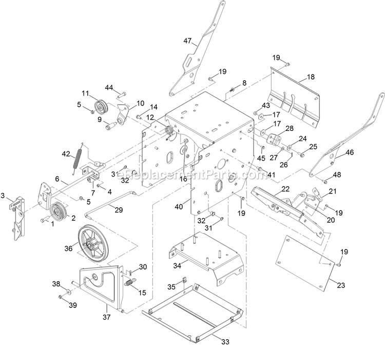 Frame Assembly Diagram and Parts List for BR270KC36 (313000000-313999999)(2013) Exmark Leaf Blower / Vacuum