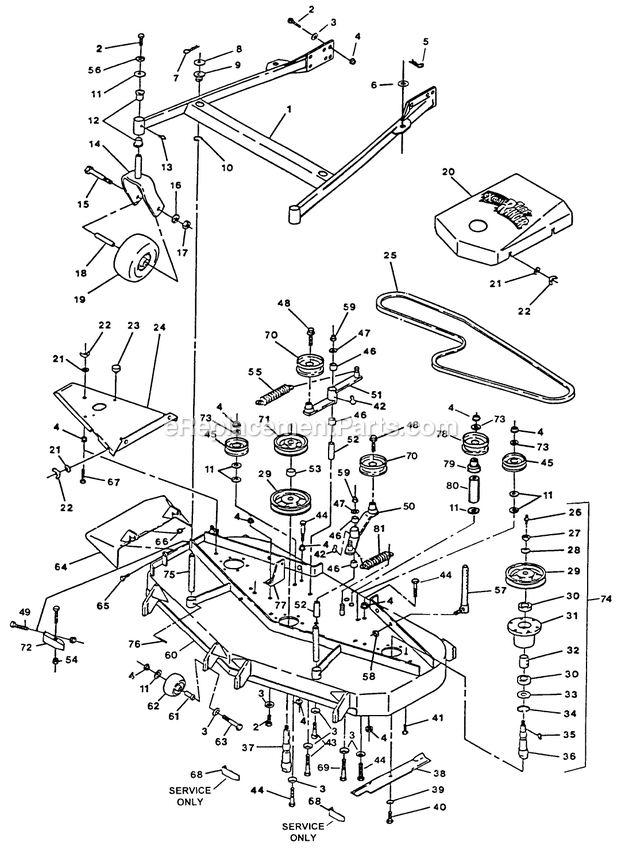 Mower Deck (2) Diagram and Parts List for TR-20KC (102000-114999)(1995) Exmark Lawn Mower