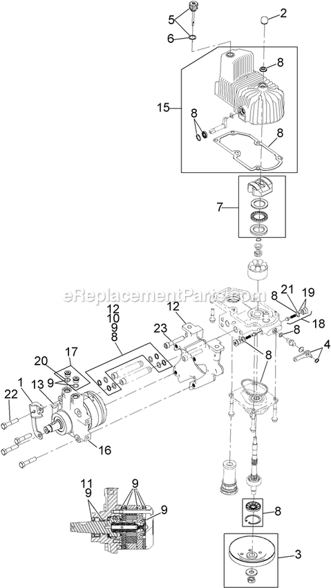 Lh Hydro Assembly Diagram and Parts List for LZE740KC604 (312000000-312999999)(2012) Exmark Lawn Mower