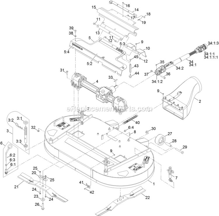 Deck Assembly Diagram and Parts List for NVS730AKC48000 (402082300-404314158)(2018) Exmark Lawn Mower