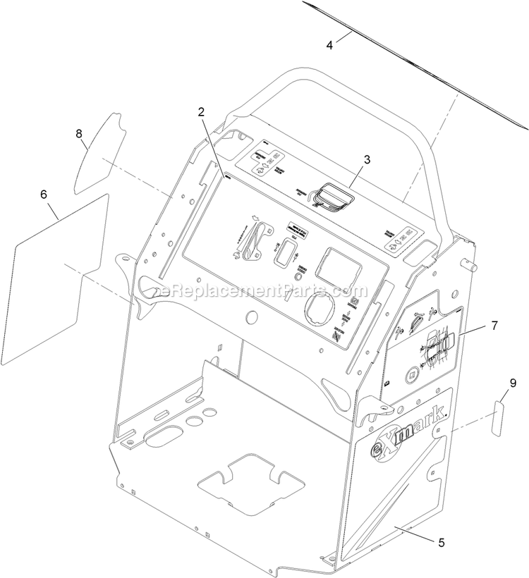 Control Tower With Decals Assembly Diagram and Parts List for VT25EKC524 (920000-999999)(2011) Exmark Lawn Mower