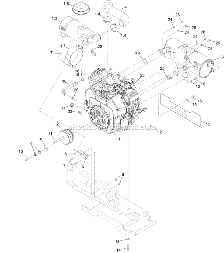 Engine Assembly Diagram and Parts List for NVS740CKC42000 (408644346-411294211)(2021) Exmark Lawn Mower