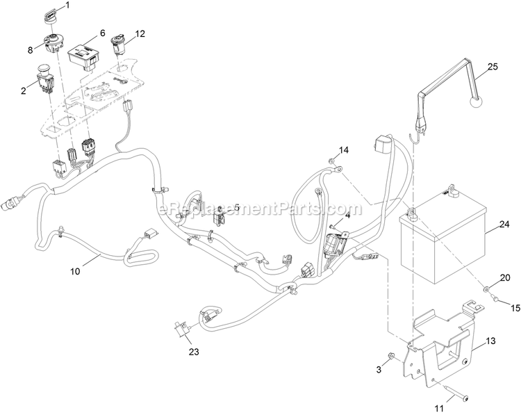 Electrical Assembly Diagram and Parts List for RAS720GKC52300 (400000000-402082299)(2017) Exmark Lawn Mower