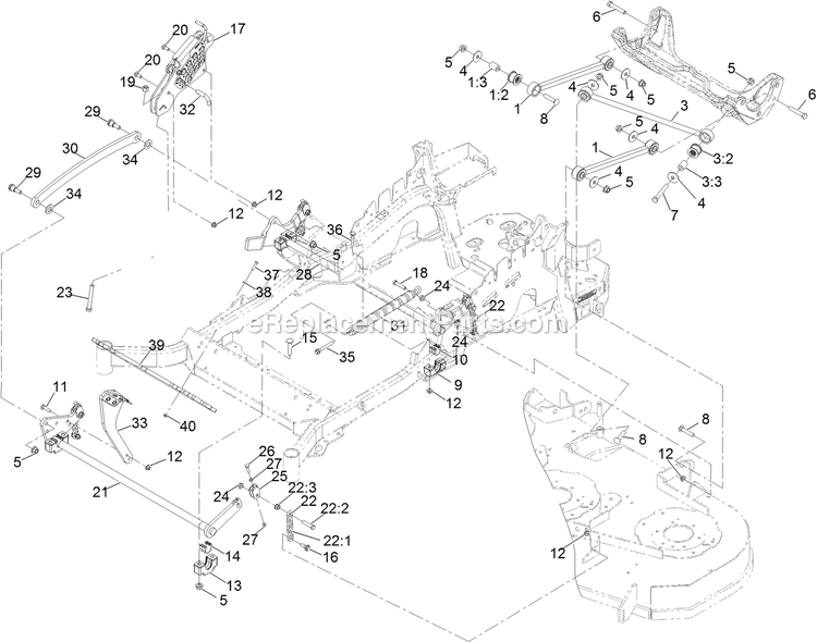 Decklift Assembly Diagram and Parts List for LZE751GKA604C1 (408644346-999999999)(2021) Exmark Lawn Mower