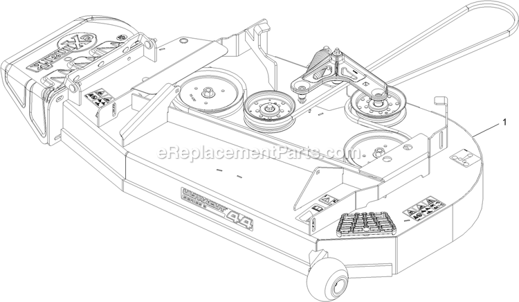 Complete Deck Assembly Diagram and Parts List for RAE702GEM44300 (406294345-408644345)(2020) Exmark Lawn Mower