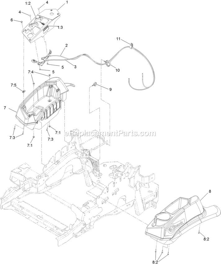 Controls Assembly Diagram and Parts List for LZX921GKA60600 (400000000-402082299)(2017) Exmark Lawn Mower