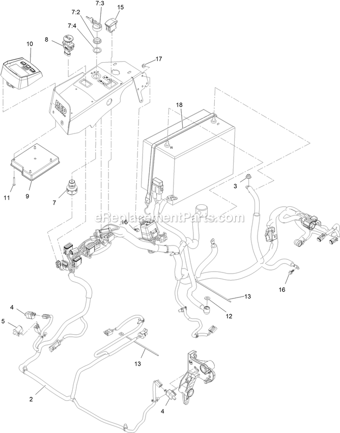 Electrical Assembly Diagram and Parts List for LZX980EKC96RW0 (411294212-999999999)(2022) Exmark Lawn Mower