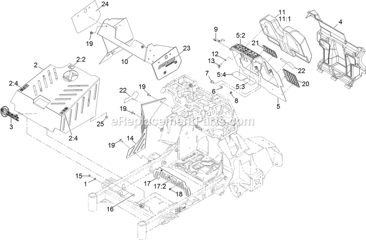 Guarding Assembly Diagram and Parts List for STE600CKA32300 (404314159-406294344)(2019) Exmark Lawn Mower