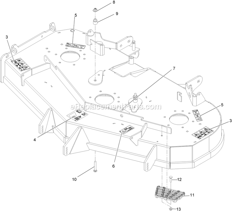 Deck With Decals Assembly Diagram and Parts List for LZE651CKA484A2 (411294212-999999999)(2022) Exmark Lawn Mower