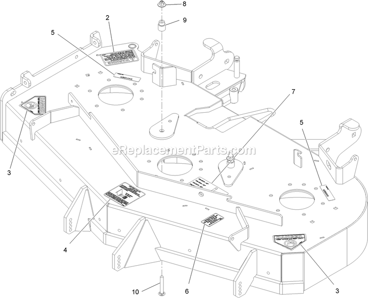Deck With Decals Assembly Diagram and Parts List for LZS651KA484 (313000000-313999999)(2013) Exmark Lawn Mower