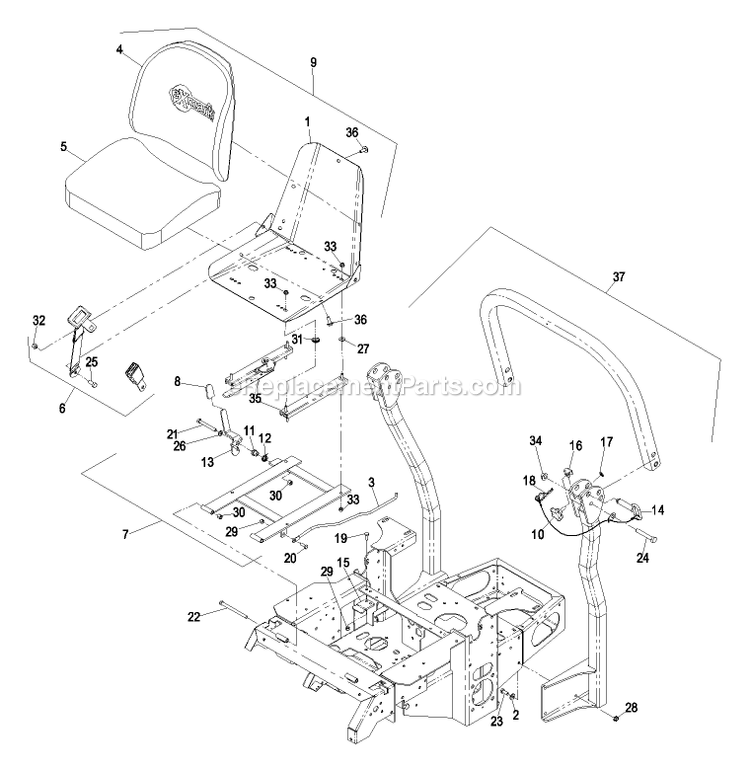 Mainframe Group (2) Diagram and Parts List for LCT4818BV (510000-599999)(2005) Exmark Lawn Mower