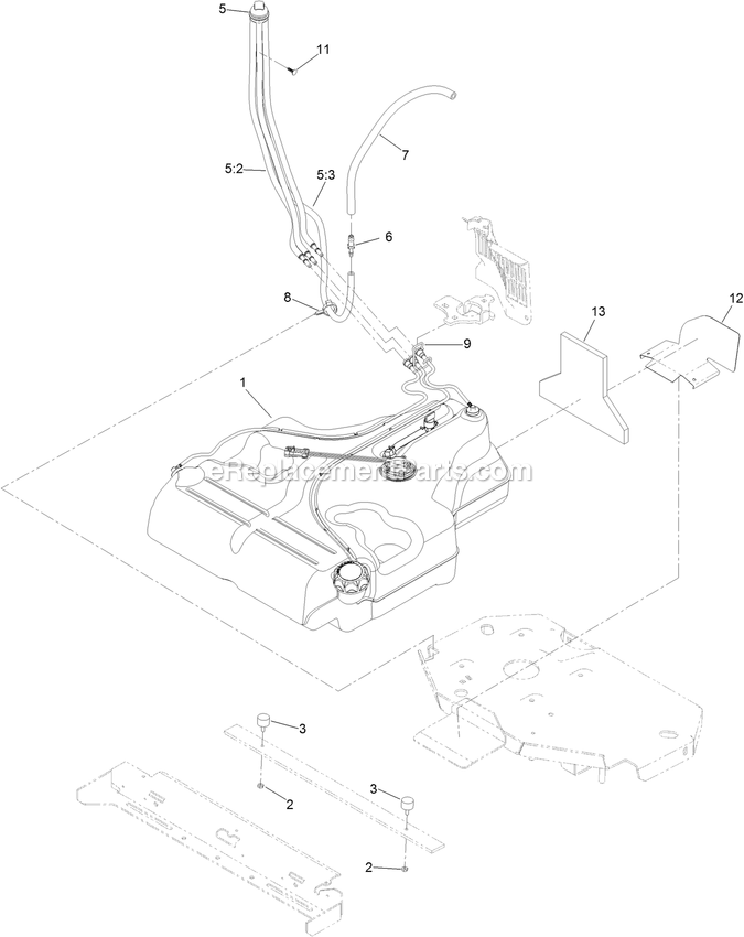 Fuel System Assembly Diagram and Parts List for LZS850EKA604W0 (404314159-406294344)(2019) Exmark Lawn Mower