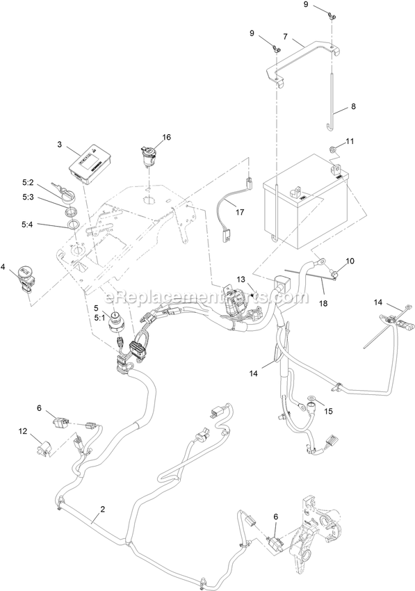 Electrical Assembly Diagram and Parts List for LZS740PKC60400 (402082300-404314158)(2018) Exmark Lawn Mower