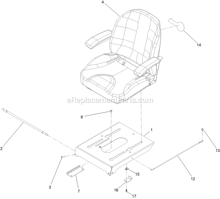 Seat Assembly (1) Diagram and Parts List for QZS735GKC54200 (408644346-411294211)(2021) Exmark Lawn Mower