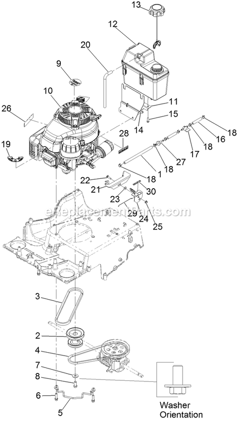 Engine And Fuel Assembly Diagram and Parts List for ECS180CKA30000 (315000000-315999999)(2015) Exmark Lawn Mower