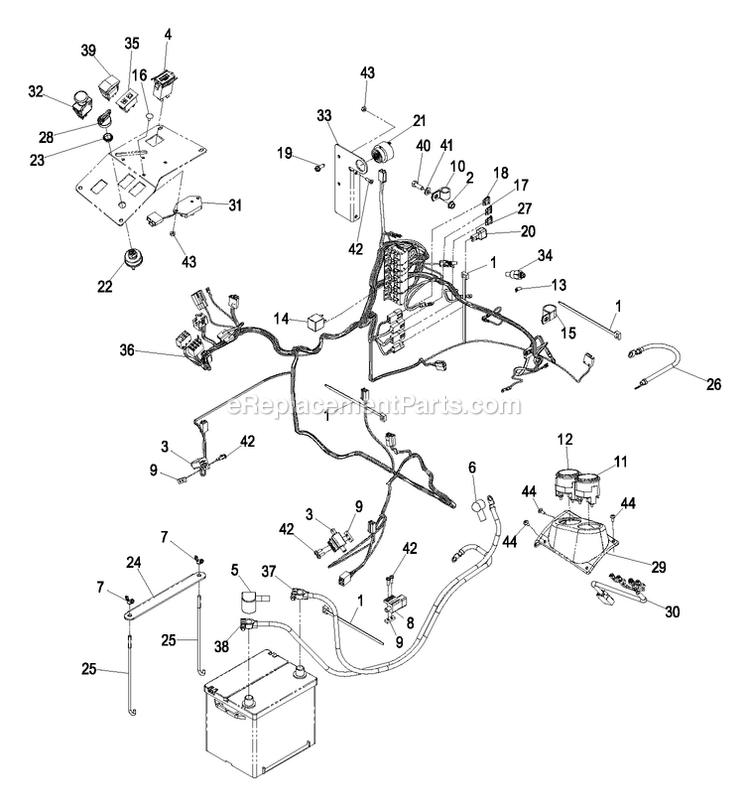 Electrical Group Diagram and Parts List for LXS25KD605 (600000-669999)(2006) Exmark Lawn Mower