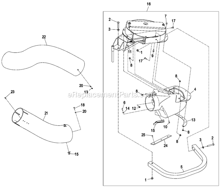 Blower Assembly (2) Diagram and Parts List for LHPUV5256 (850000-And Higher)(2010) Exmark Lawn Tractor Accessories