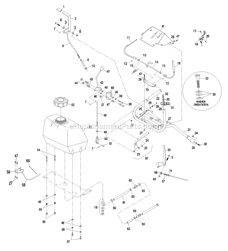 Ecs Upper Handles And Controls Diagram and Parts List for THP17KA363CA (790000-849999)(2009) Exmark Lawn Mower