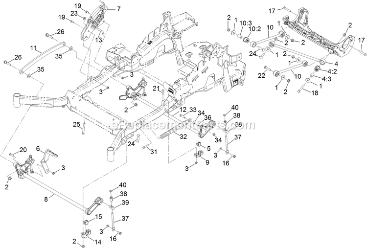 Deck Lift Assembly Diagram and Parts List for LZX940KC726 (312000000-312999999)(2012) Exmark Lawn Mower
