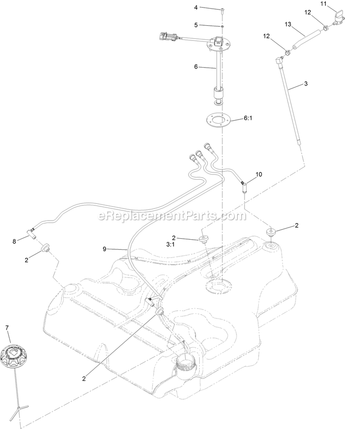 Fuel Tank Assembly Diagram and Parts List for LZS651CKA484A2 (400000000-402082299)(2017) Exmark Lawn Mower