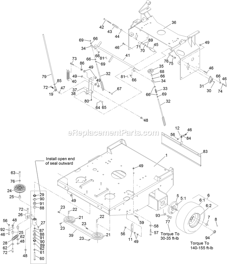 Engine Deck Assembly Diagram and Parts List for TTX650EKCE604N (314000000-314999999)(2014) Exmark Lawn Mower