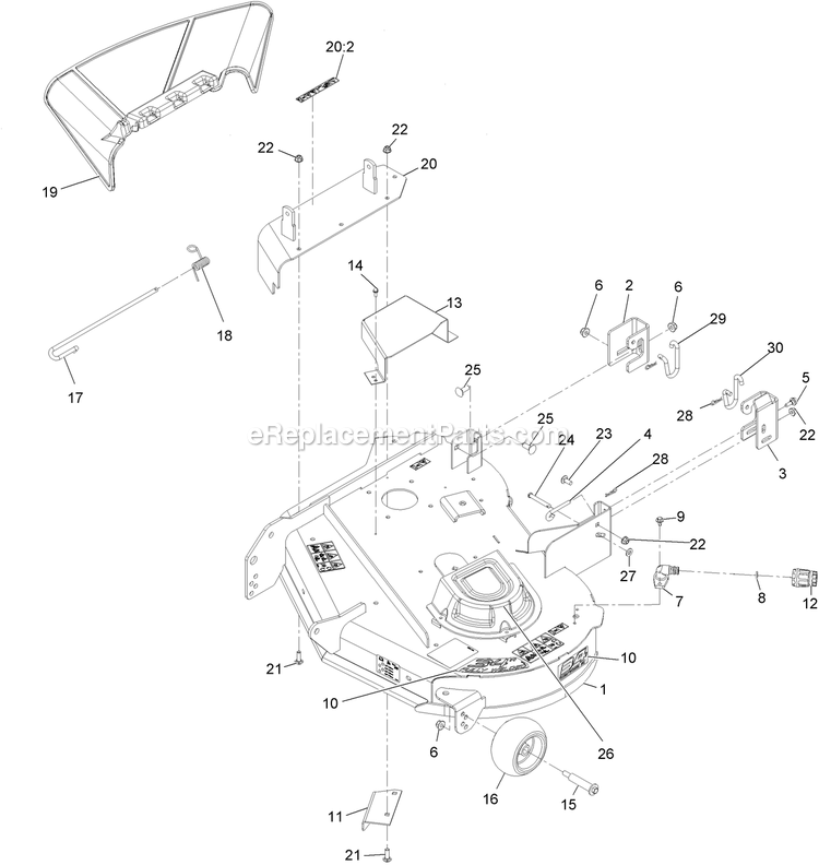 Deck Assembly Diagram and Parts List for QTS452CEM34200 (316000000-399999999)(2016) Exmark Lawn Mower