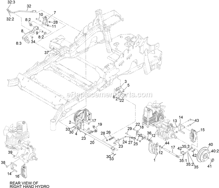Park Brake Assembly Diagram and Parts List for LZE751GKA60RA1 (402082300-404314158)(2018) Exmark Lawn Mower