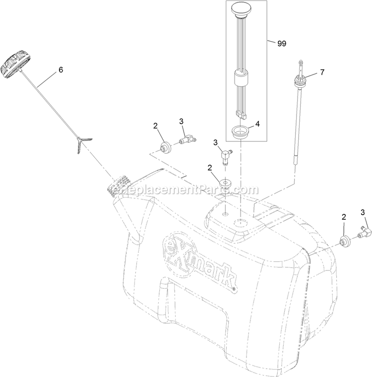 Fuel Tank Assembly Diagram and Parts List for VTS541CKA36300 (315000000-315999999)(2015) Exmark Lawn Mower