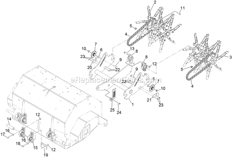 Tine Assembly Diagram and Parts List for ARX541CKA30000 (406294345-408644345)(2020) Exmark Aerator
