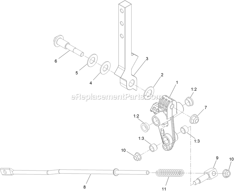 Rh Motion Control Assembly Diagram and Parts List for RAE708GEM52300 (400000000-402082299)(2017) Exmark Lawn Mower