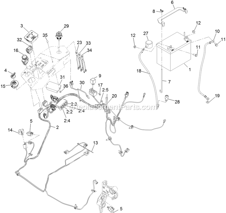 Electrical Assembly Diagram and Parts List for LZX740EKC526 (314000000-314999999)(2014) Exmark Lawn Mower