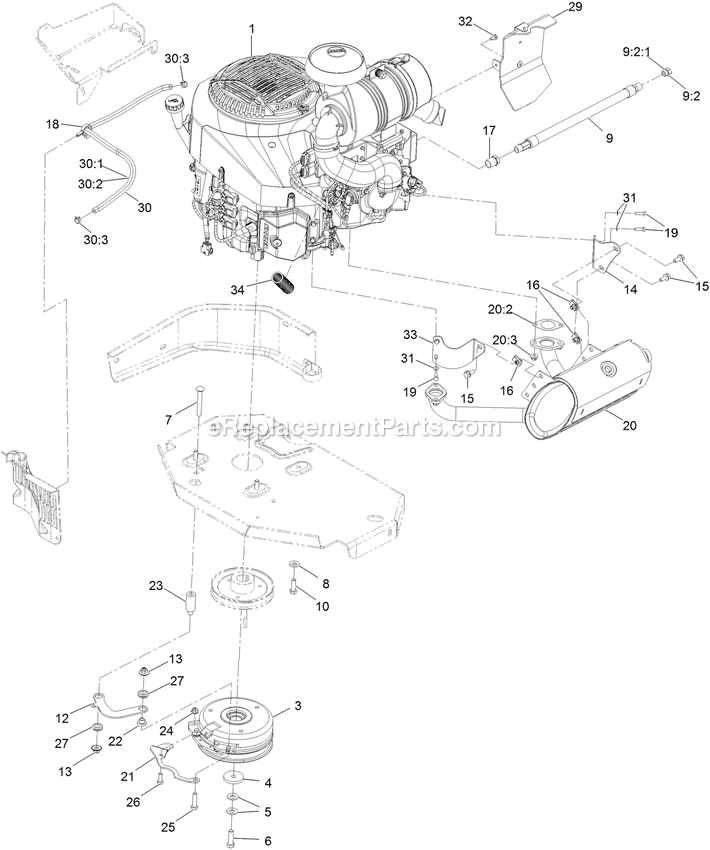 Engine Assembly Diagram and Parts List for LZX980EKC726W0 (400000000-402082299)(2017) Exmark Lawn Mower