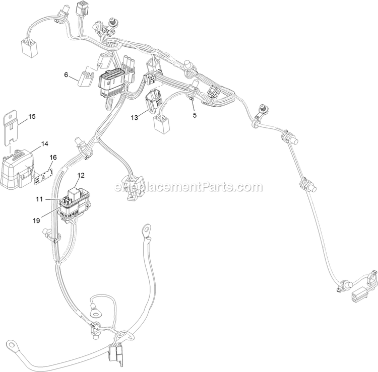 Harness Assembly Diagram and Parts List for STS651GKA48400 (404314159-406294344)(2019) Exmark Lawn Mower