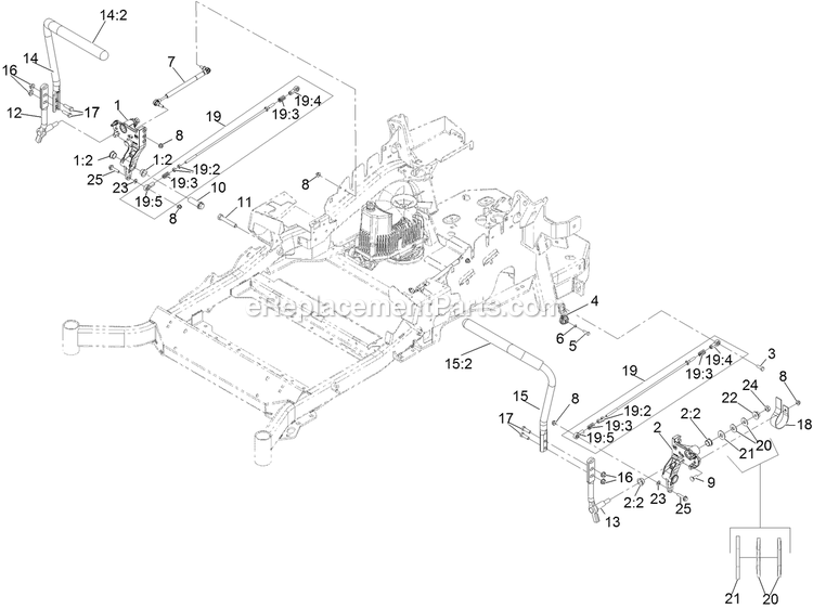Motion Controls Assembly Diagram and Parts List for LZE801GKA604B1 (316000000-399999999)(2016) Exmark Lawn Mower