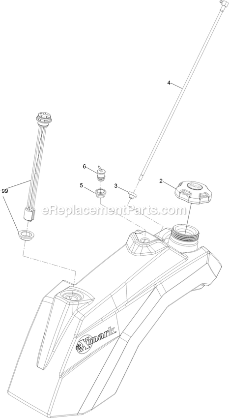 Fuel Tank Assembly Diagram and Parts List for STE600CKA32300 (404314159-406294344)(2019) Exmark Lawn Mower