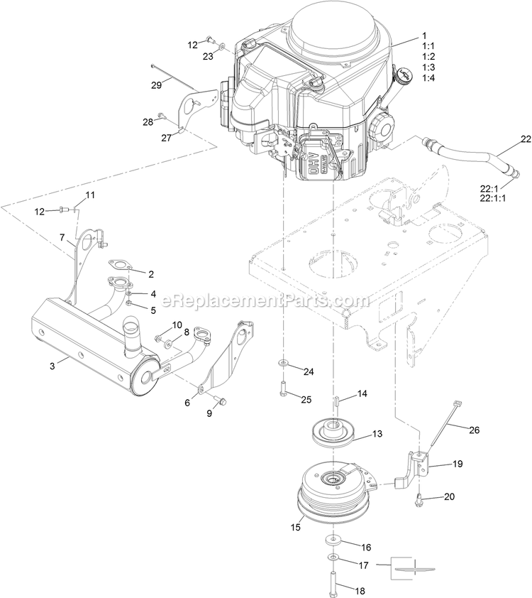 Engine Assembly Diagram and Parts List for VTS541CKA36300 (402082300-404314158)(2018) Exmark Lawn Mower